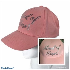 Pink Denim Silver Maid of Honor Ball Cap NWT